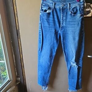 MOTHER - The Tomcat Blue Ankle & Cropped Jeans
